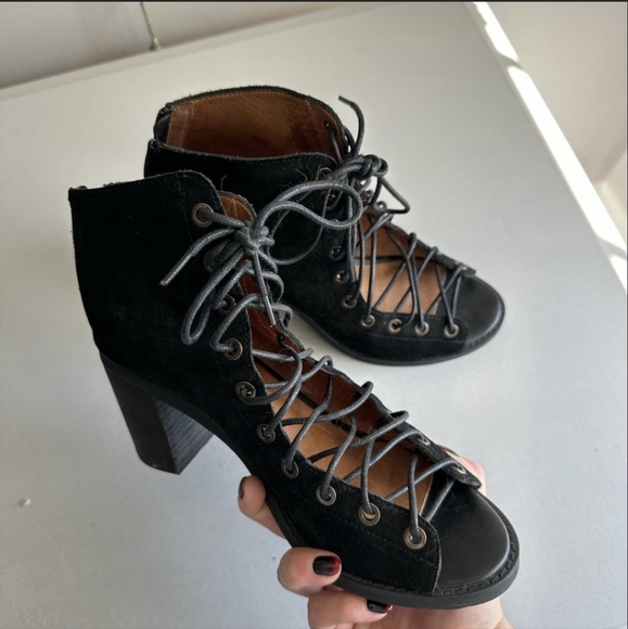 Jeffrey Campbell Black Lace-Up Heels - Picture 1 of 6